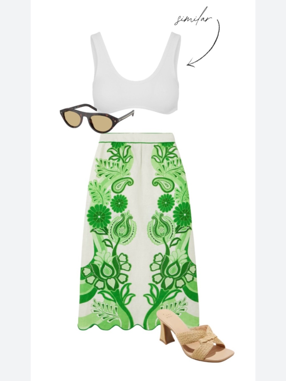 Farm Rio Color Festival Printed Linen Midi Skirt and top size small - Picture 6 of 9
